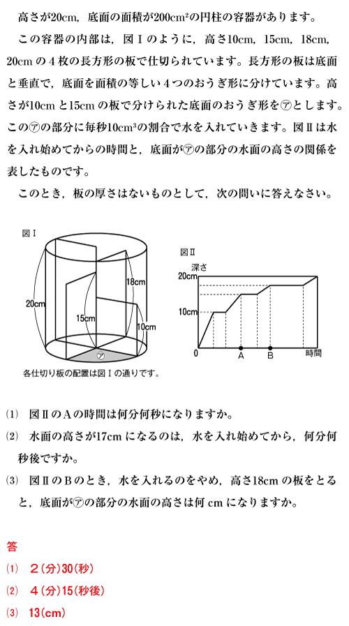 合否を決める一問：「Ｈ２３ 東邦大学付属東邦中学校 前期 算数 ６番」問題と解答: 主宰のブログ